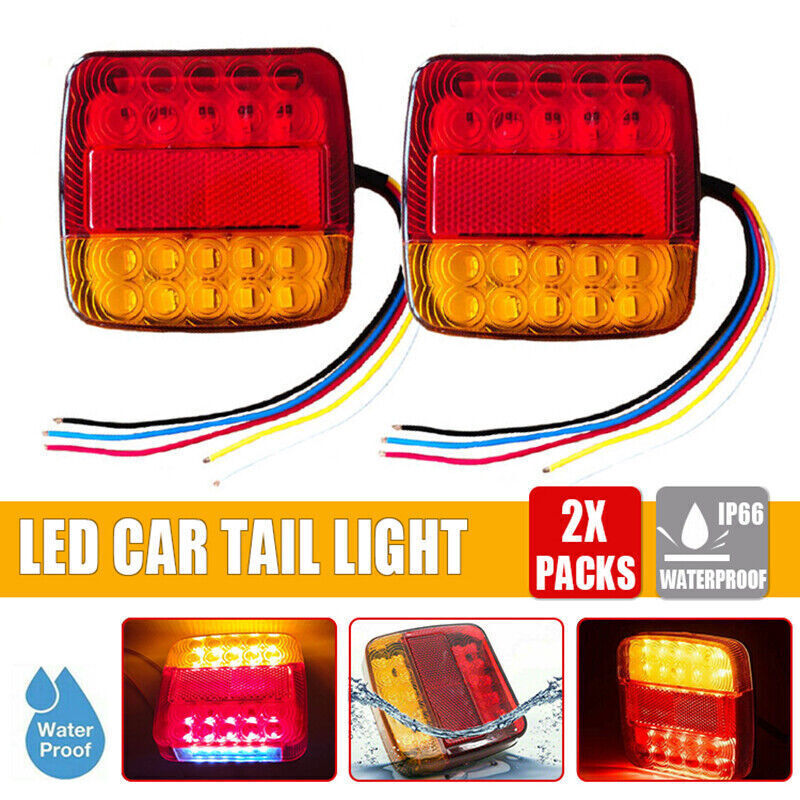 2X 12V 26LED Submersible Trailer Lights Stop Tail Turn Signal Lights License Number Plate for Trailer Truck RV Lighting Upgrade