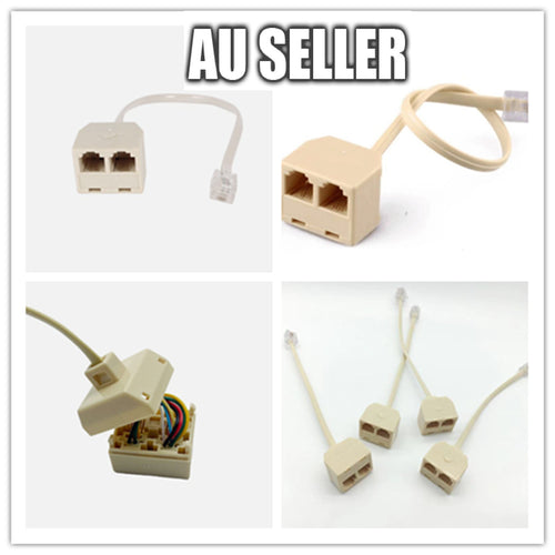 Telephone RJ11 Male Line to Double RJ11 Female Jack Filter Splitter Adapter Fix