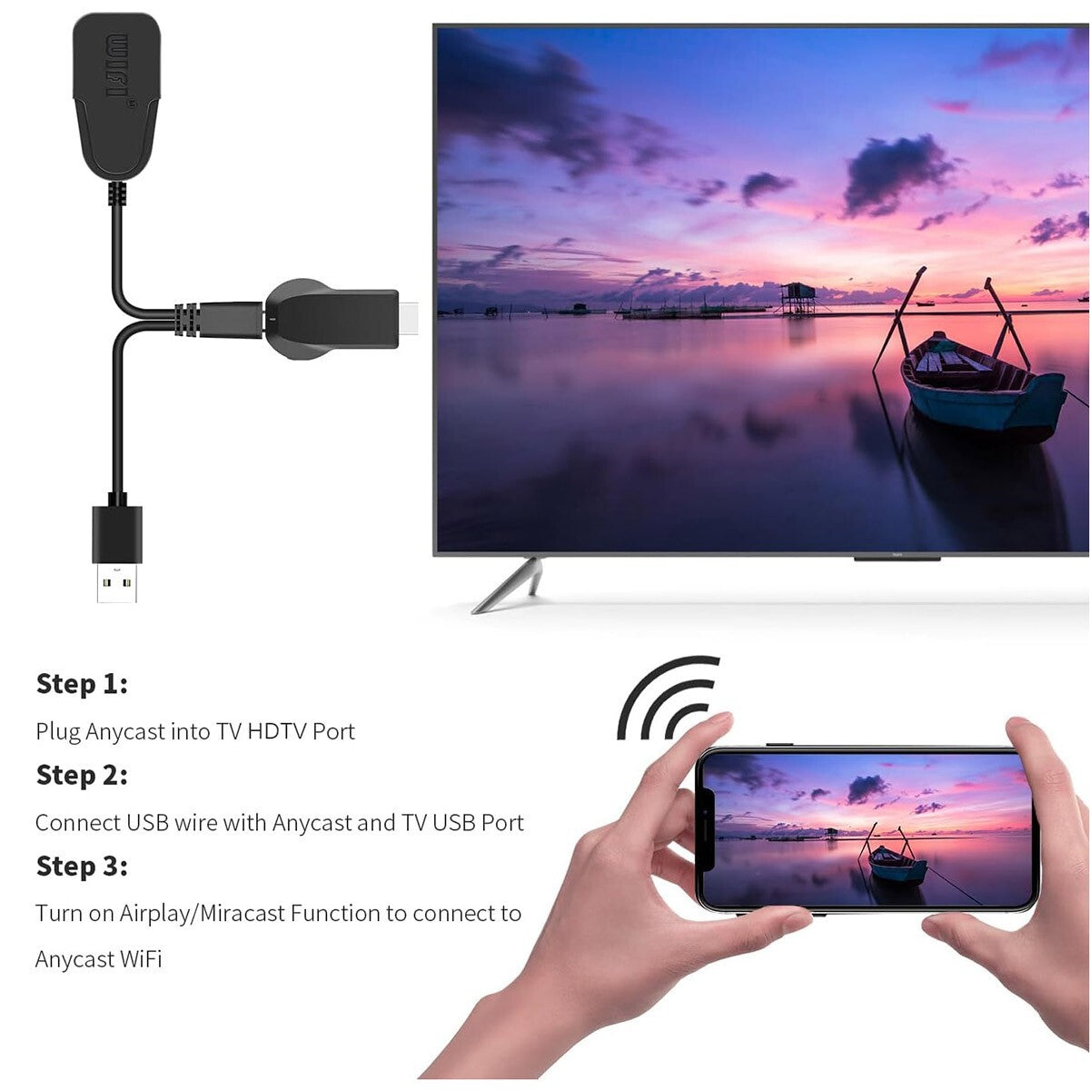 1080P Wireless Wifi Screen Cast Anycast M2 Mobile Phone Mirror for Apple Android