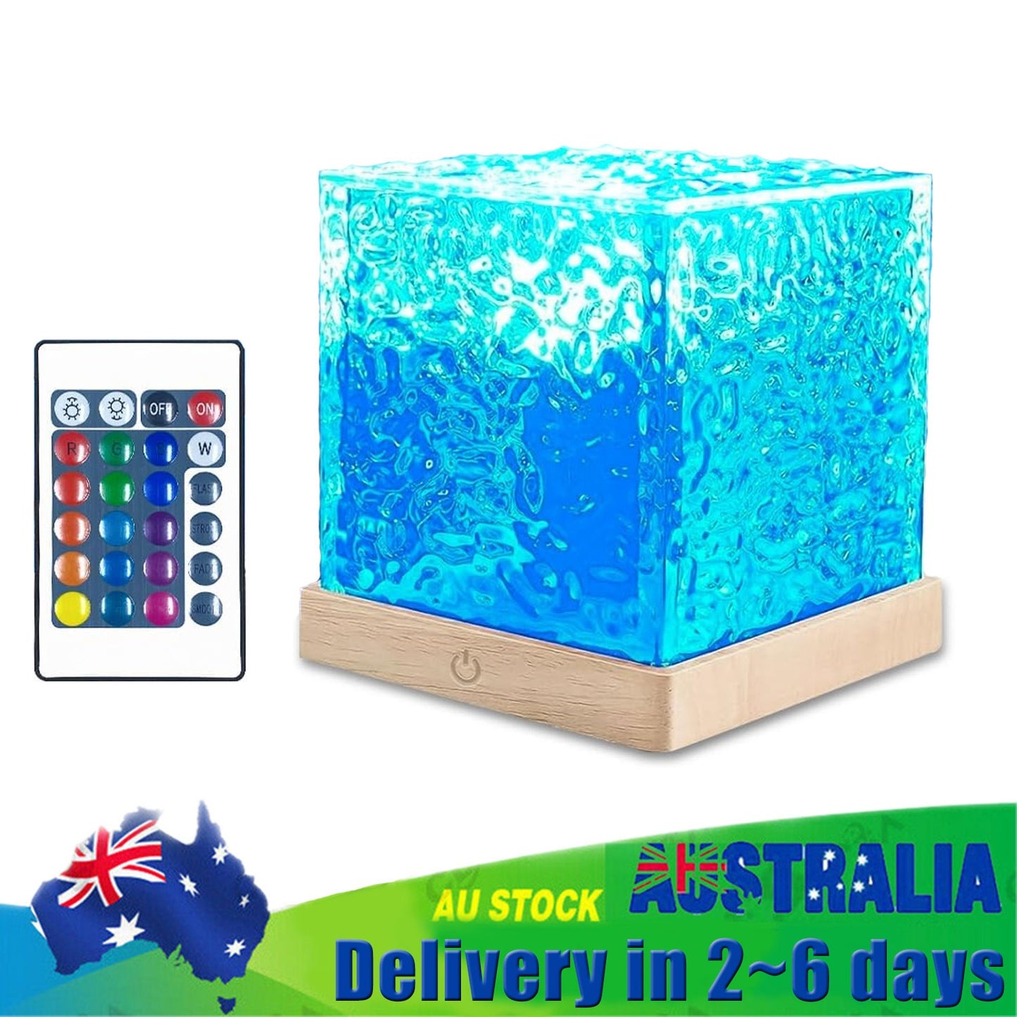 Cube Northern Lights Water Wave Night Light w/Remote LED Atmosphere Lamp AU