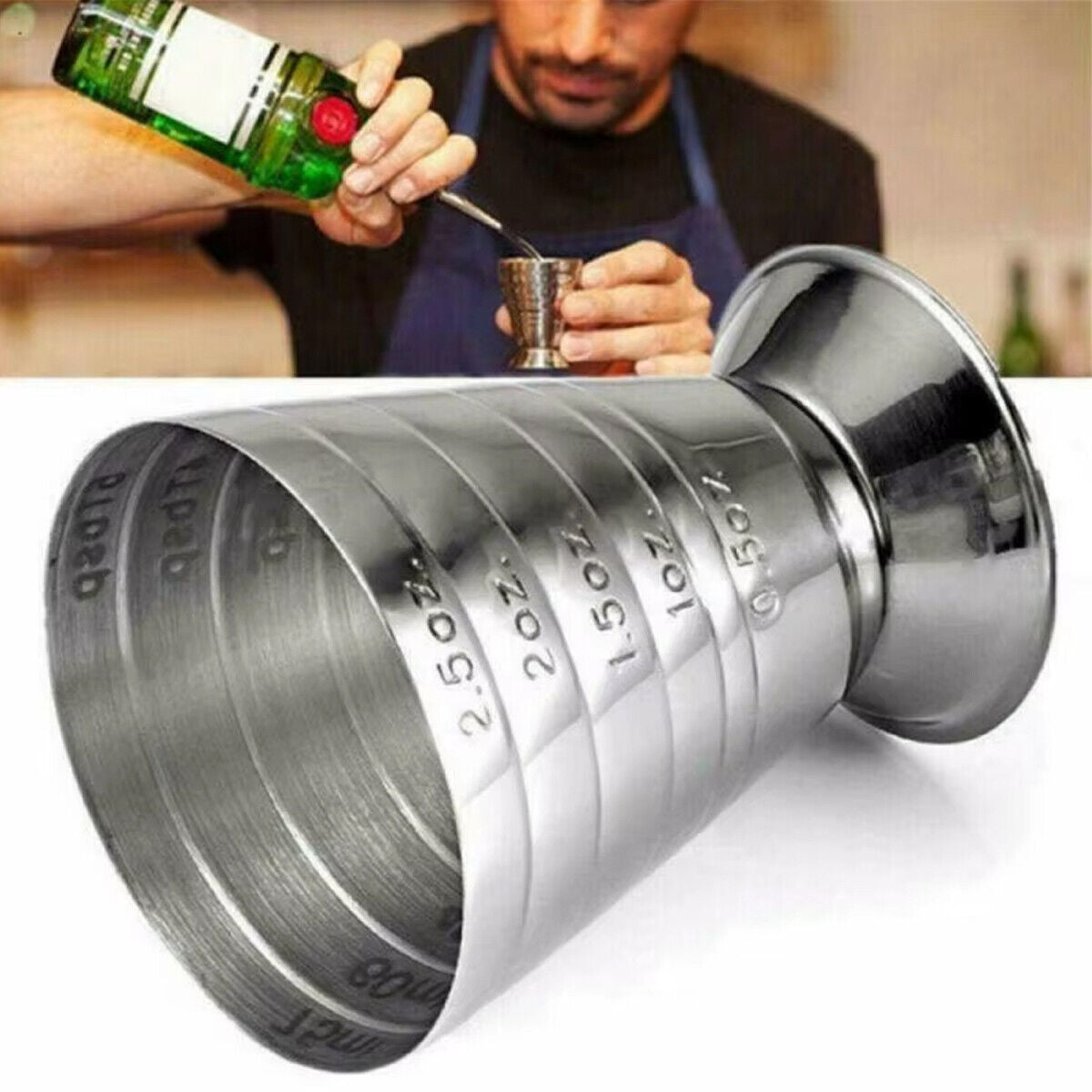 75ml Stainless Steel Cocktail Jigger Bartending Measuring CupBar Tool Dual Sided