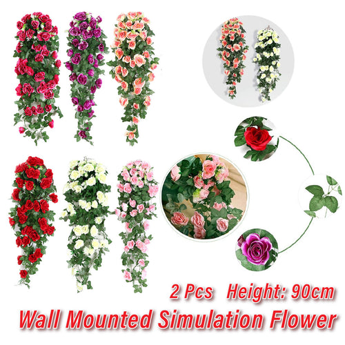 Artificial Rose Flower Garland Hanging Vine Fake Home Wall Wedding Decor AU Pack