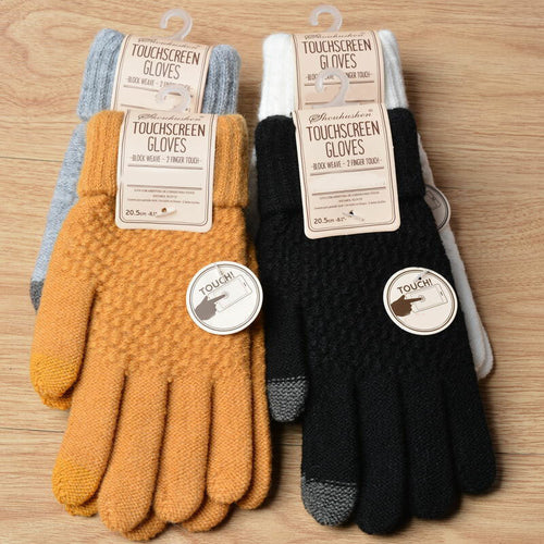 Unisex Winter Touch Screen Gloves Warm Crochet Knitted Wool Full Finger Mittens