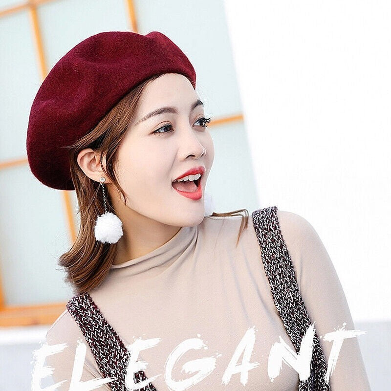 Womens Winter Beanie Beret Newsboy Hat Warm Wool Style Cap Ladies AU Pack Set