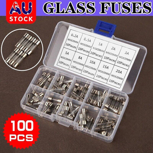 100PCS 5 x 20mm Fast Quick Blow Glass Tube Fuse Assortment Box Kit Fast-blow AU
