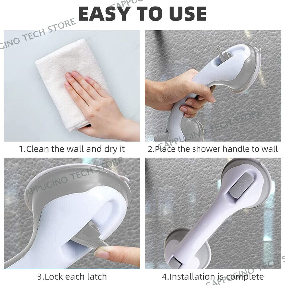 2x Safety Bathroom Aid Bath Shower Hand Grab Grip Towel Suction Rail Bar Handle