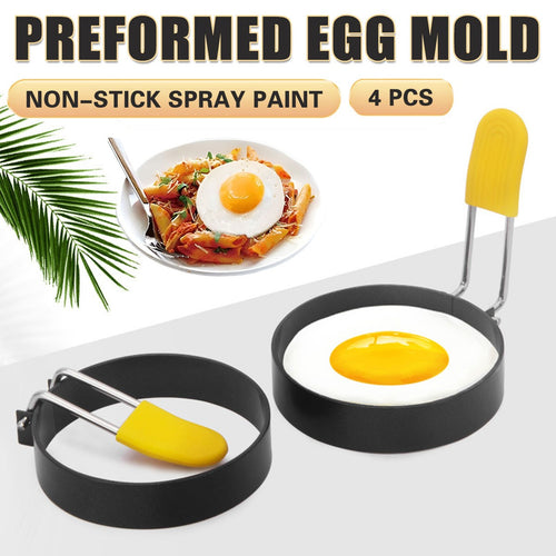 4 Pack Non Stick Omelette Egg Ring Set Iron Frying Pan Mold Kitchen Cooking Tool