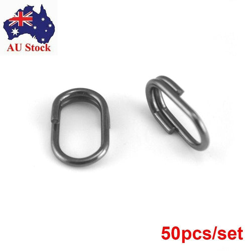 Durable Fast Lock Connector Fishing Hanging Snap Oval Split Rings Barrel Swivel