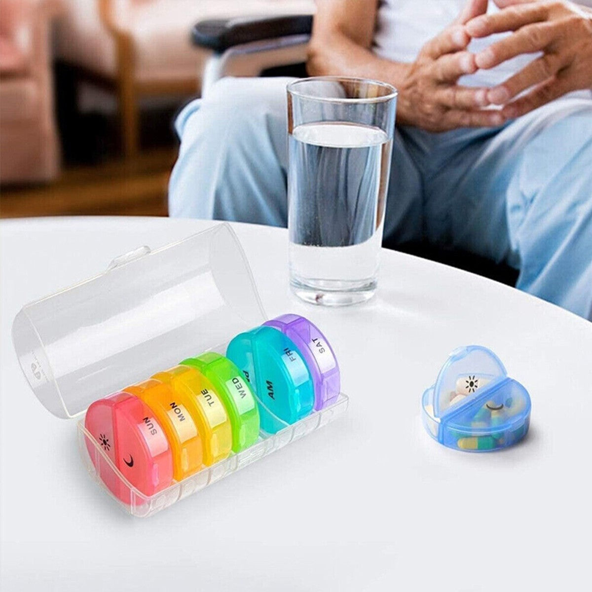 7 Day Medicine Tablet Organizer Container Pill Box Weekly Dispenser Storage AU