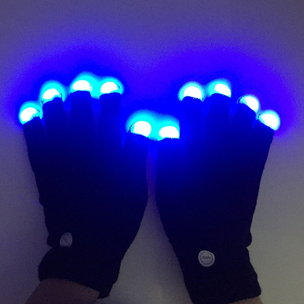 Flashing Gloves Glow 7 Mode LED Rave Light Finger Lighting Mitt Party Glow Games