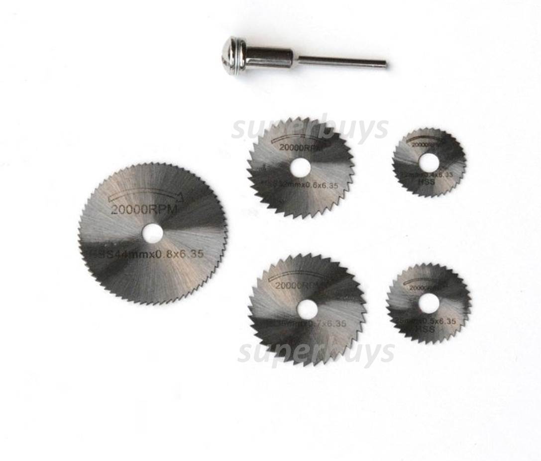 6pc Circular Power Saw Cutting Blade Abrasive Drill Bit Die Grinder Mandrel Set
