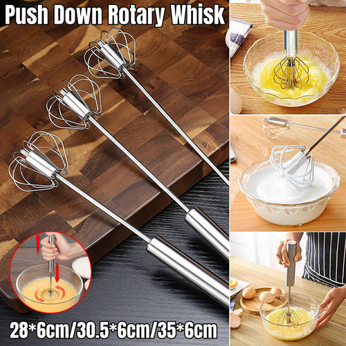 Easy Whisk Semi Automatic Stainless Whisks Hand Push Egg Beater Milk Whip Mixer
