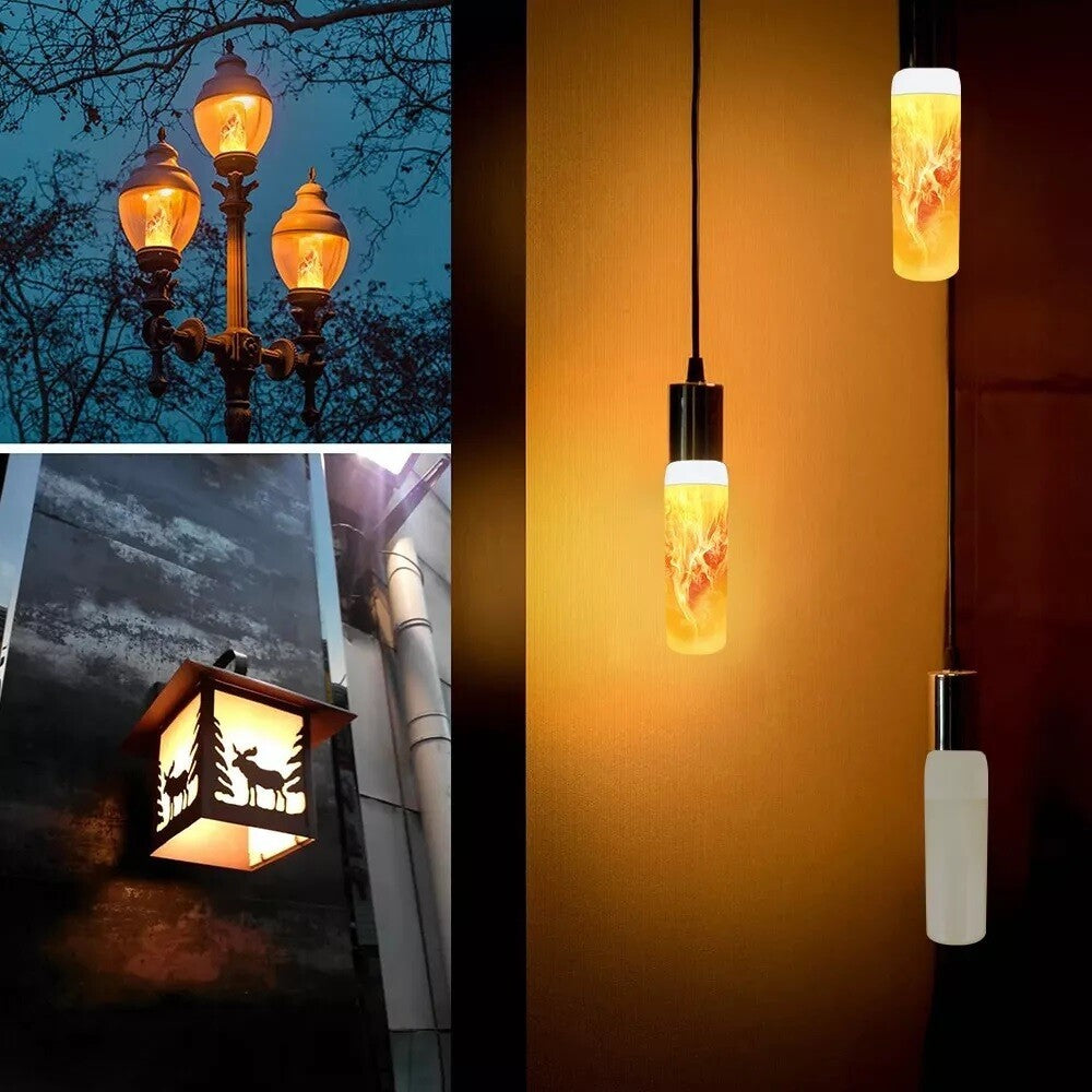 E27 B22 LED Flicker Flame Lamp Bulb 4 Mode Burning Fire Effect Candle Bulb Light