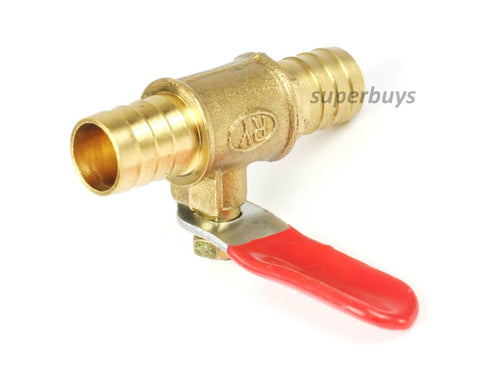 12mm Brass Barbed Shut Off Valve Cock Tap Inline Ball Valve Lever Water Flow