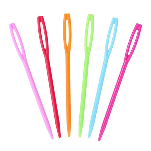 20pcs Random Colours Sewing Needles Length 7cm Plastic Large-Eye Blunt Needles