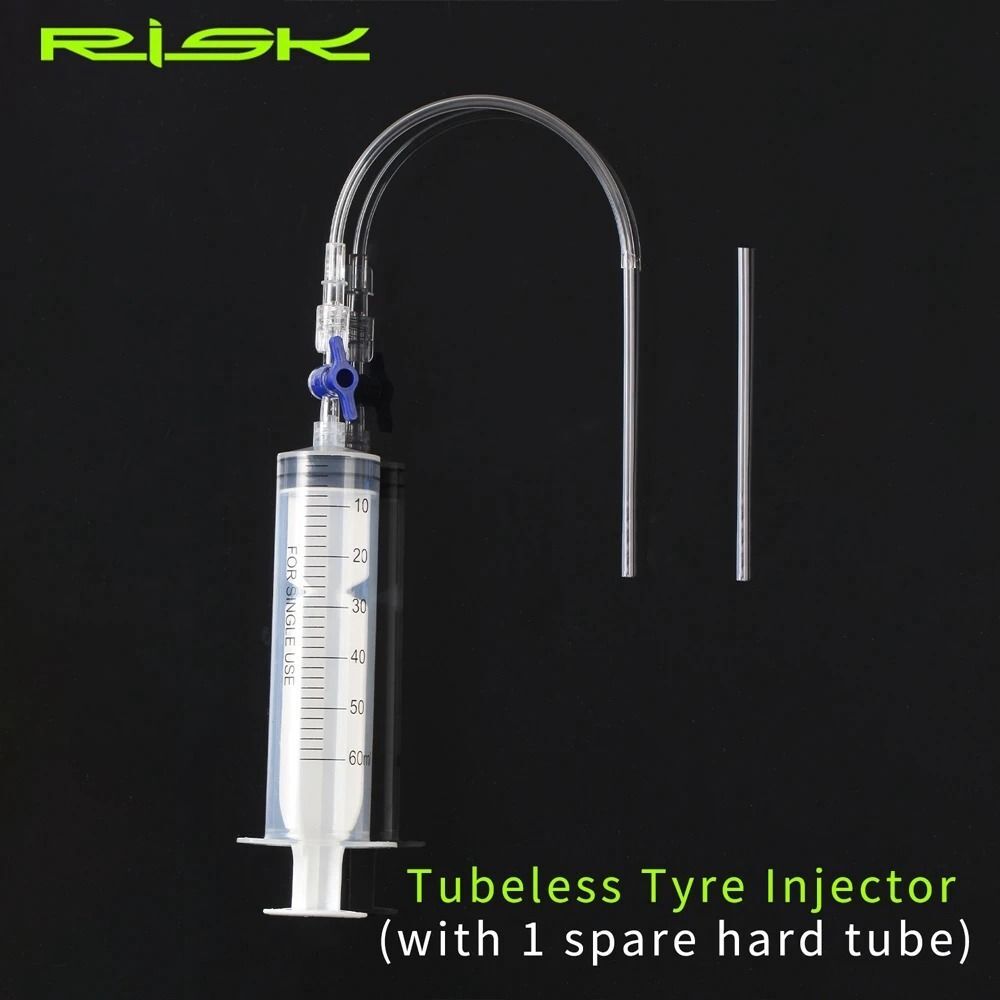 Tire Tubeless Valves Tubeless Sealant Injector 60ml Syringe Rubber Hose Kit