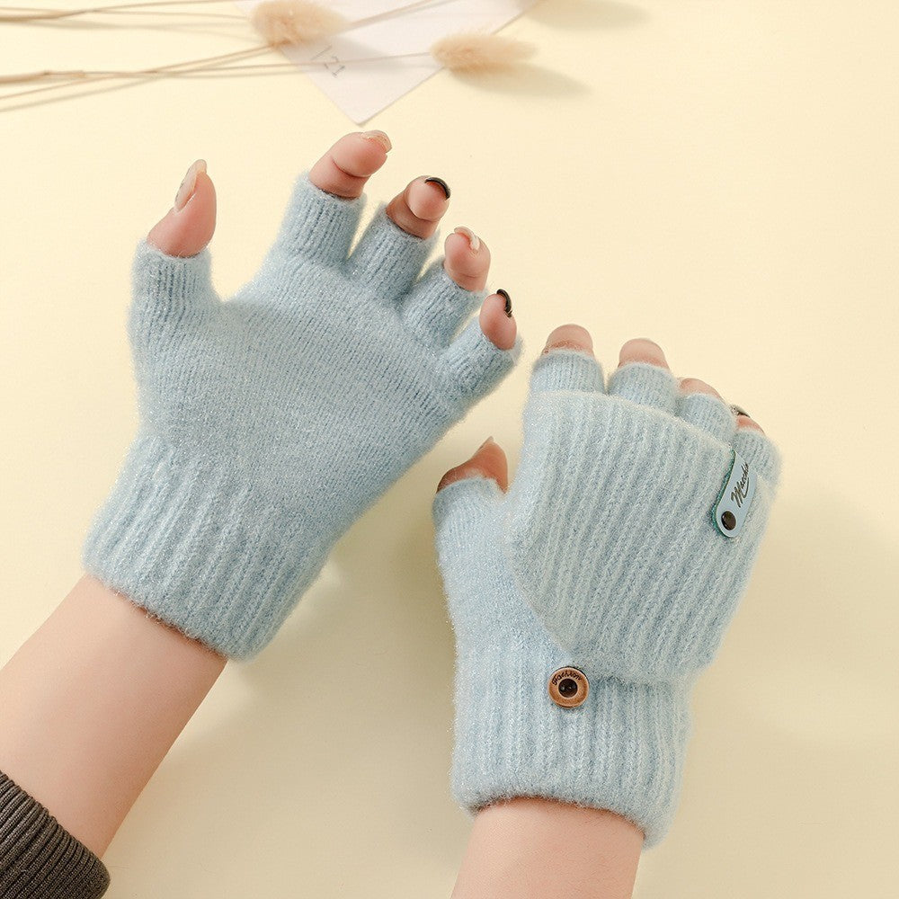 Thicken Plush Mittens Thermal Fingerless Gloves Half-finger Gloves Winter