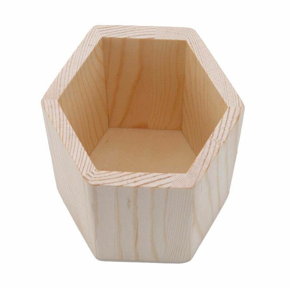 Wooden Pen Pot Pencil Holder Desk Office Organizer Stationery-Makeup Box Brush