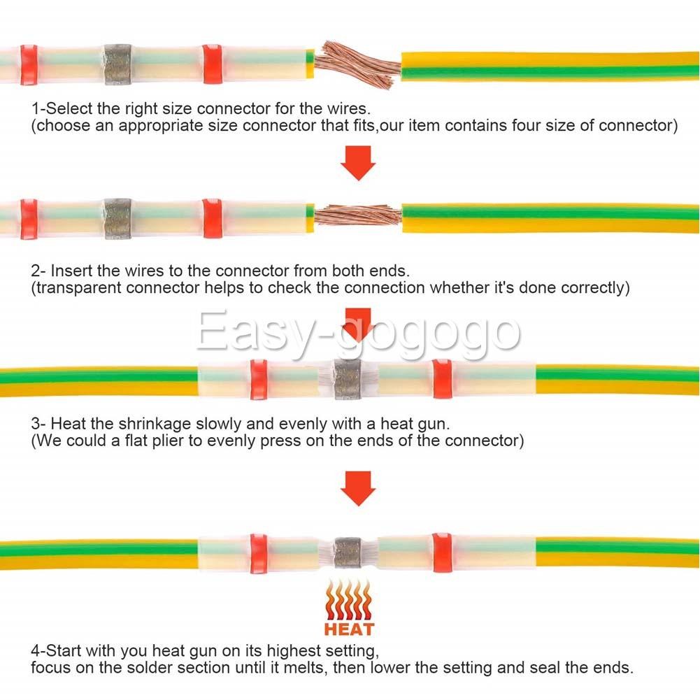 50pcs Mixed Waterproof Heat shrink Wire Connector Solder Insulated Joiners HOT A