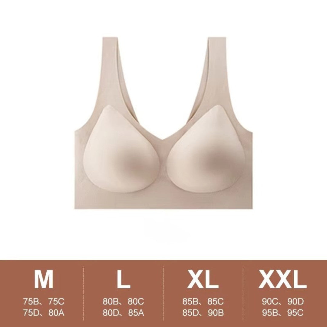 Womens Soft Wireless Push Up Jelly Bra Full Supportive Older Lift Back Underwear