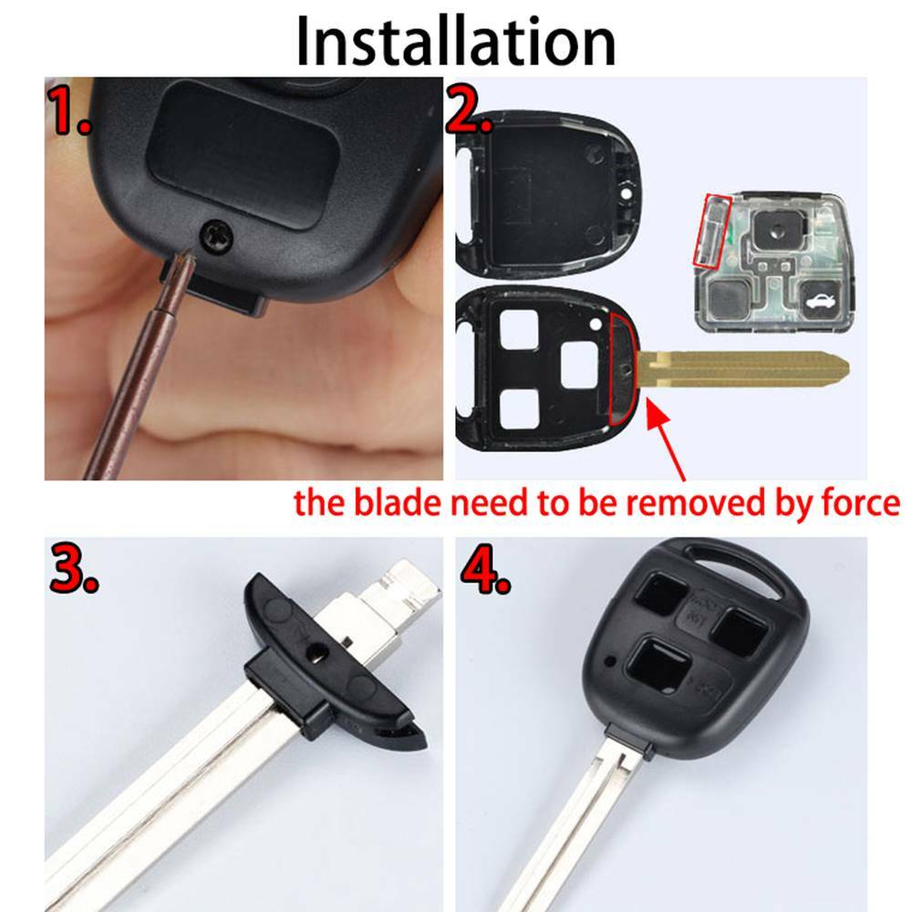 Car Remote Key Shell Fob Case Compatible with Toyota FJ Cruiser Land Cruiser 3 Button Pad