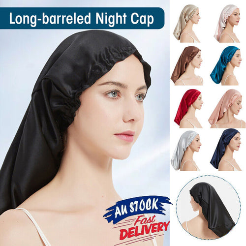 Pure Mulberry Silk Sleep Cap Head Long Hair Care Sleeping Bonnet Night Cap Wrap