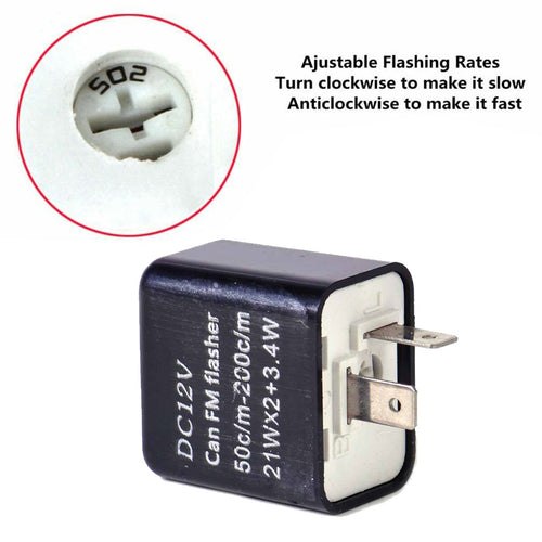 12v 2-Pin Speed Adjustable LED Flasher Relay Fix Motorcycle light Hyper Flash SU