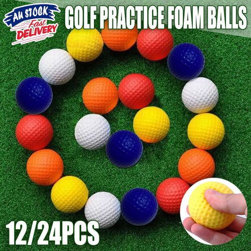 12 OR 24 Pack Golf Practice Foam Balls PU Sponge Ball Indoor Outdoor Training AU – Compatible with Golf