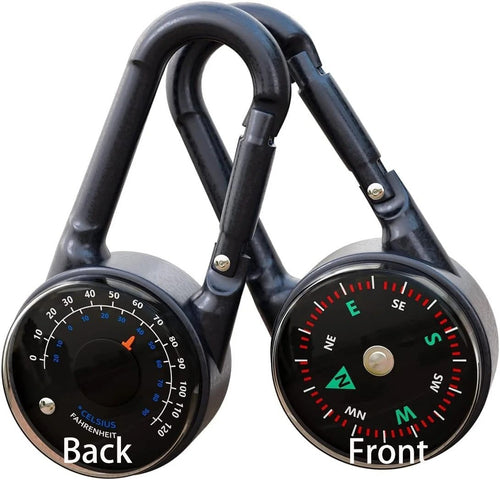 1 Pc Zinc Alloy Compass Thermometer Keychain Portable Outdoor Camping Hiking