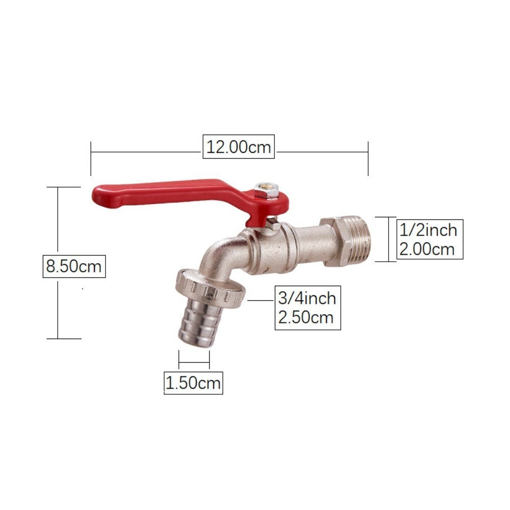 1/2x3/4 Lever Water Tap with Red Handle Garden Irrigation Accessory