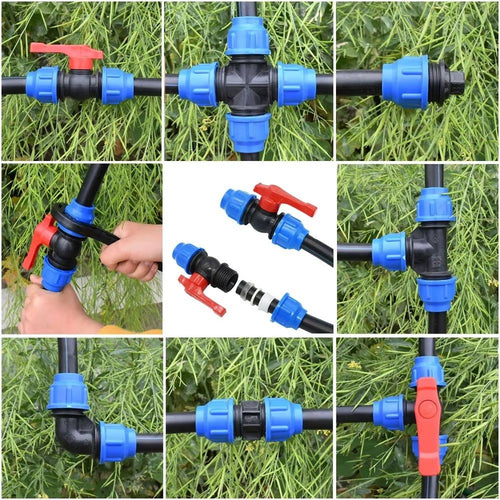 Irrigation 3-Way Ball Valve 20/25/32/40/50mm Water Pipe Fittings Lawn