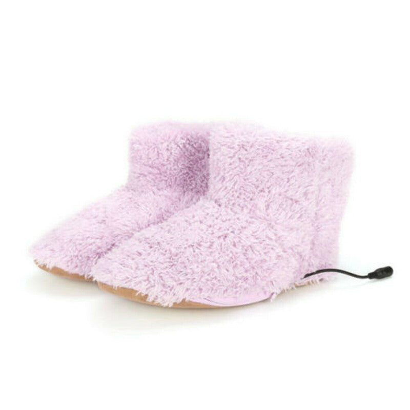Women Men Electric Heating Shoes Washable USB Heated Shoes Comfortable Plush Snow Boots Washable Foot Warmer Slipper for Winter