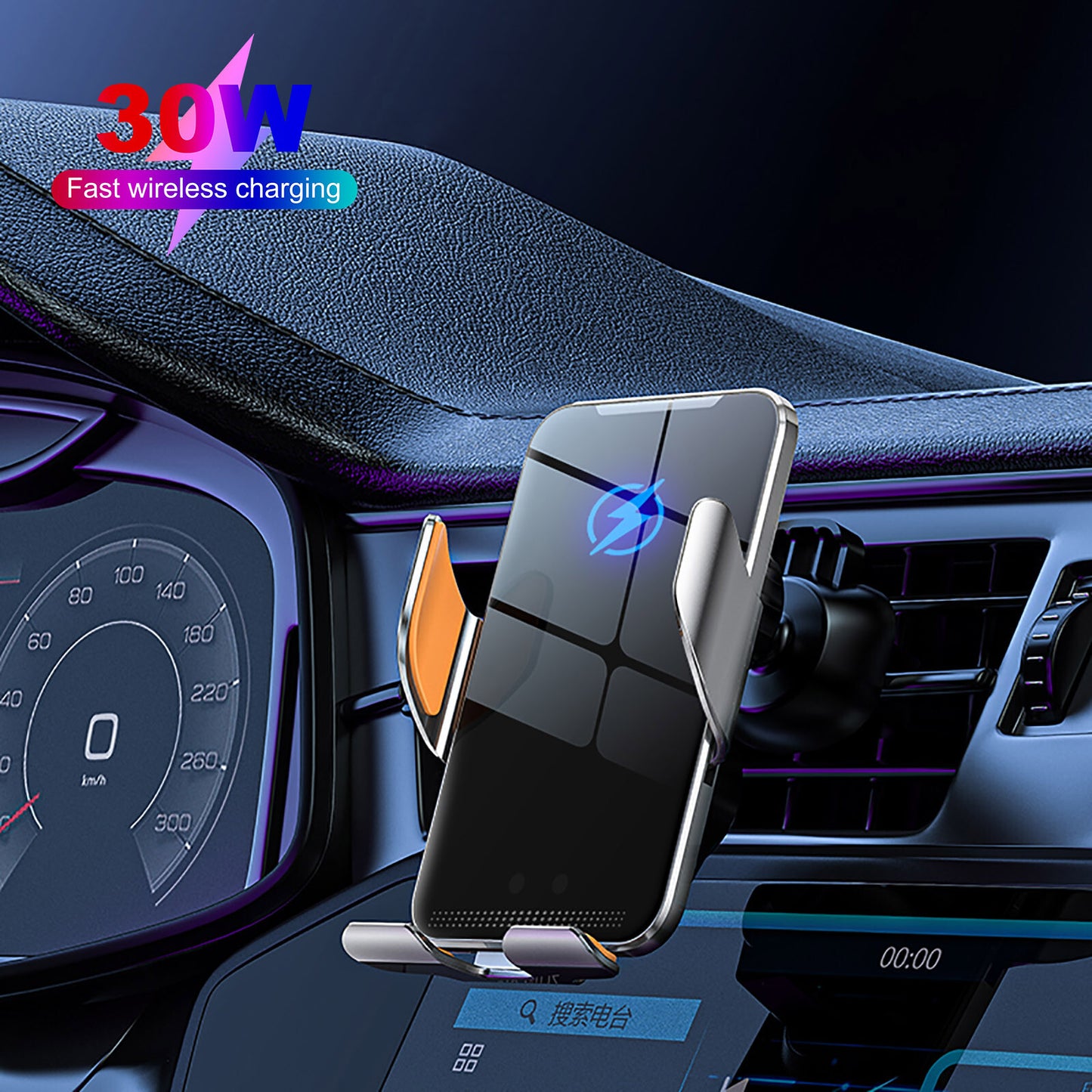 AU 30W Fast Wireless Car Charger Automatic Clamping Mount Air Vent Phone Holder
