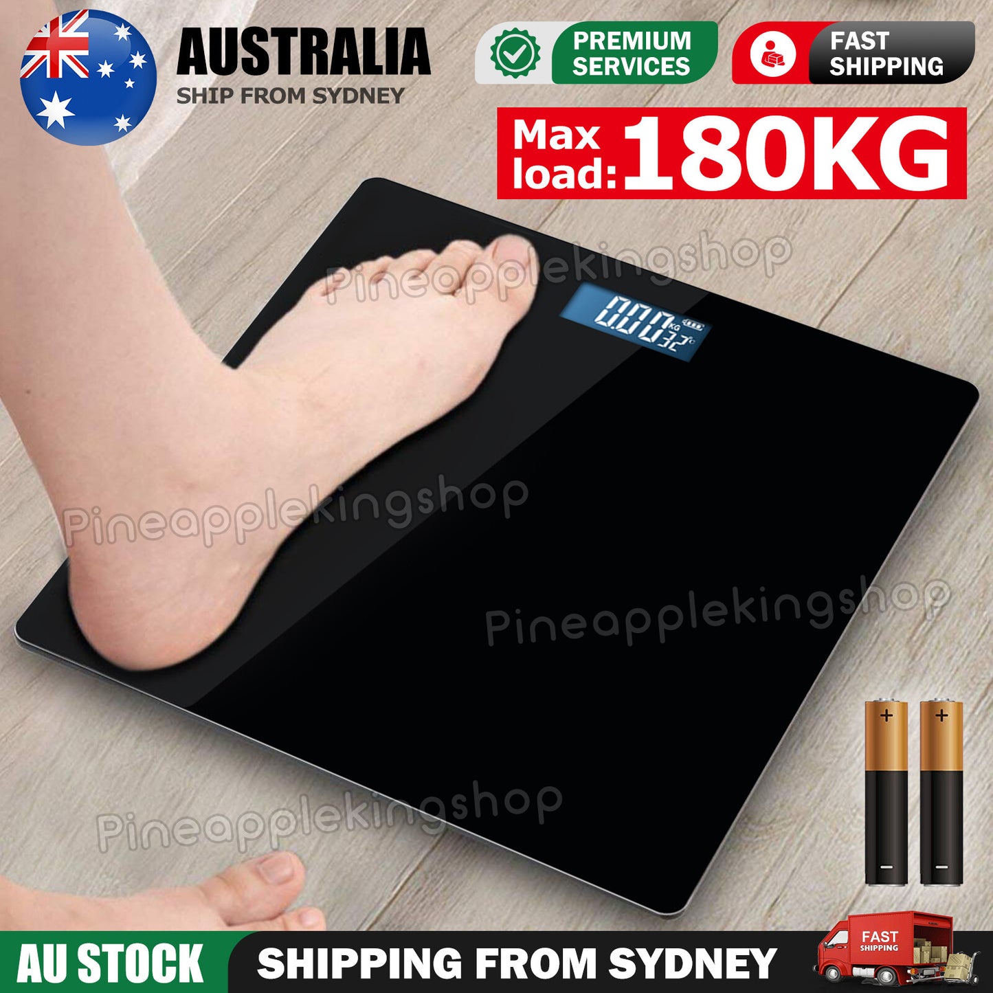 Electronic Digital Bathroom Scales Weight Scale Body Fat Glass Backlit 180kg