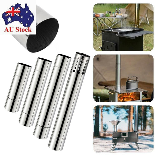 Round Chimney Pipes Stainless Steel Stove Pipes Flue Extension Tube Camping