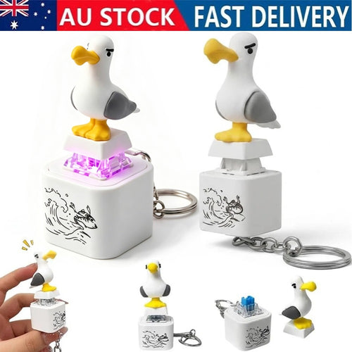 Seagull Mine Keychain,Button with Sound Rechargeable Keyboard Clicker Fidget Toy