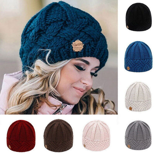 Women Winter Warm Slouch Bubble Beanie Hat Comfy Thermal Knitted Crochet Cap