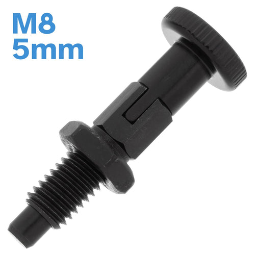 Black Indexing Spring Plunger M8 x 5mm Stainless Steel Loaded Lock Pin Bolt