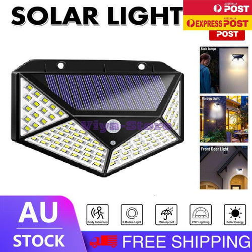 100 LED Solar Power Motion Sensor Light Outdoor Security Garden Waterproof Light