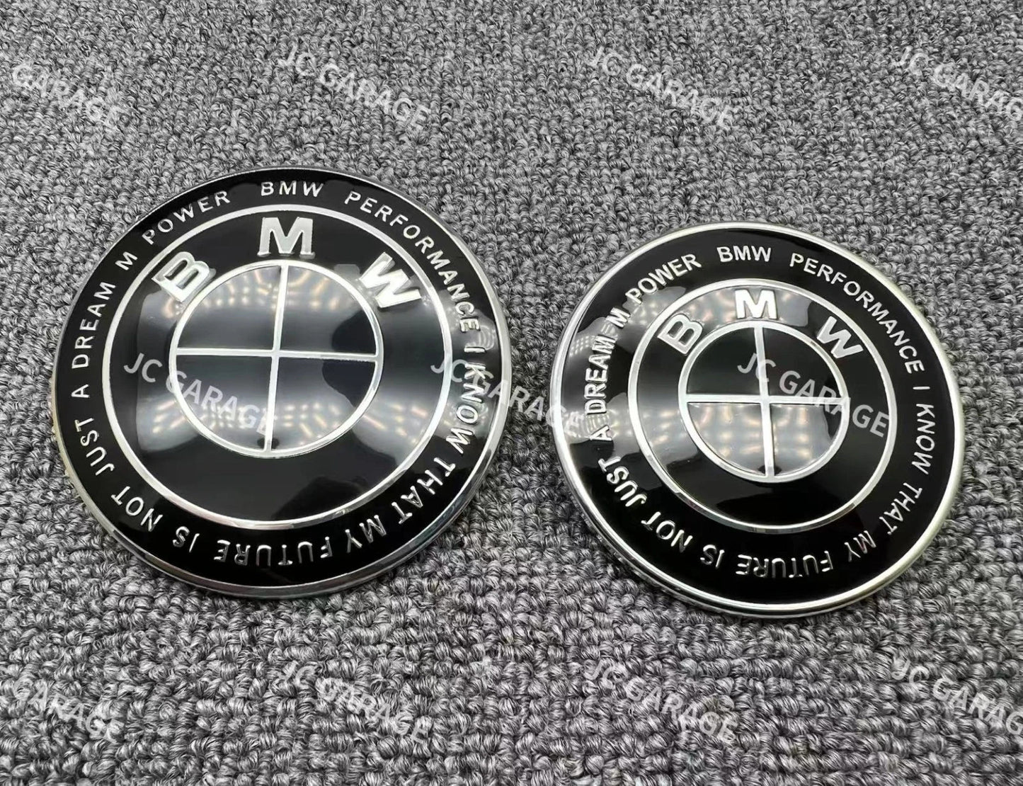 Competition Black w/Grommets BMW Replacement 82mm Front 74mm Rear Emblem Badge