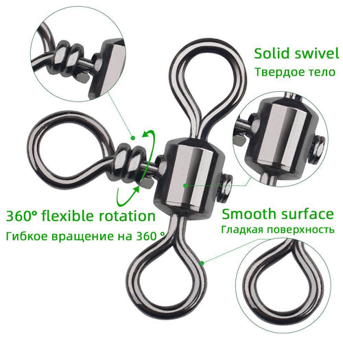 3 Way Bearing Swivel Fishhook Connector T-shape Fishing Swivels Cross Line