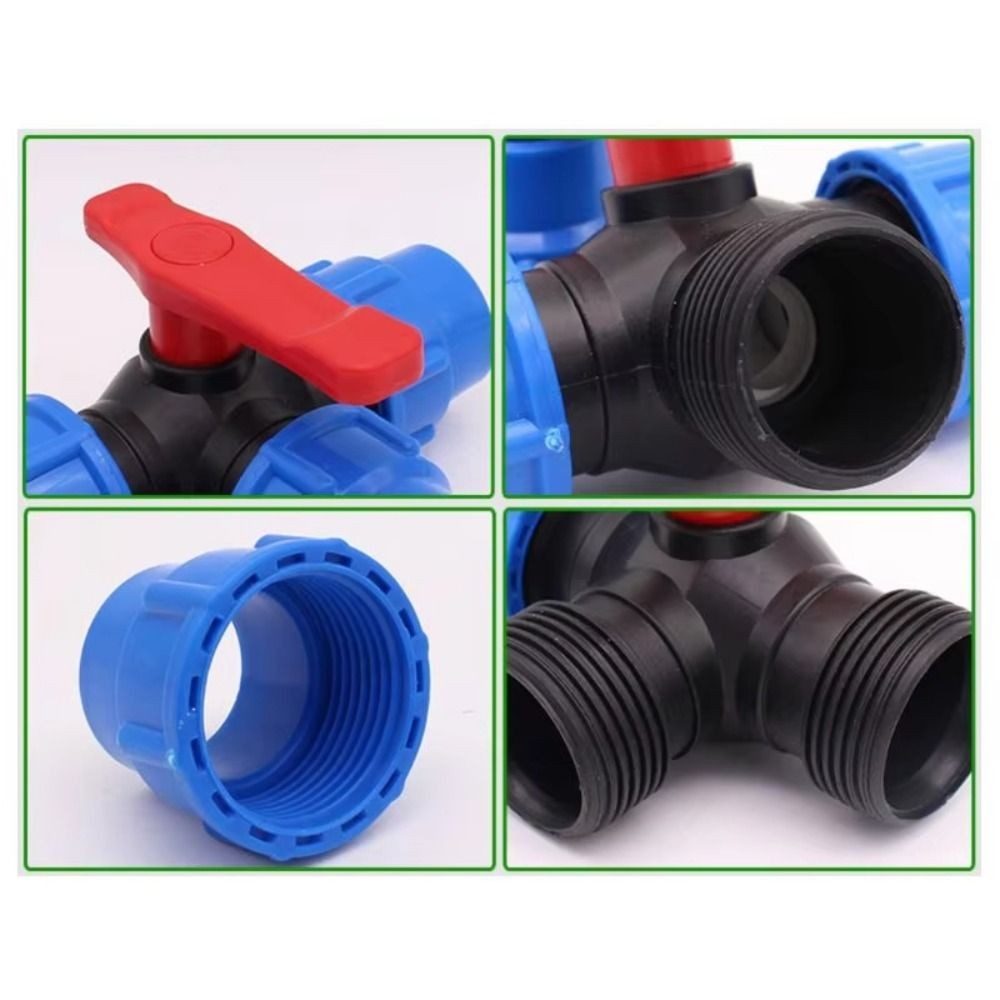 Irrigation 3-Way Ball Valve 20/25/32/40/50mm Water Pipe Fittings Lawn