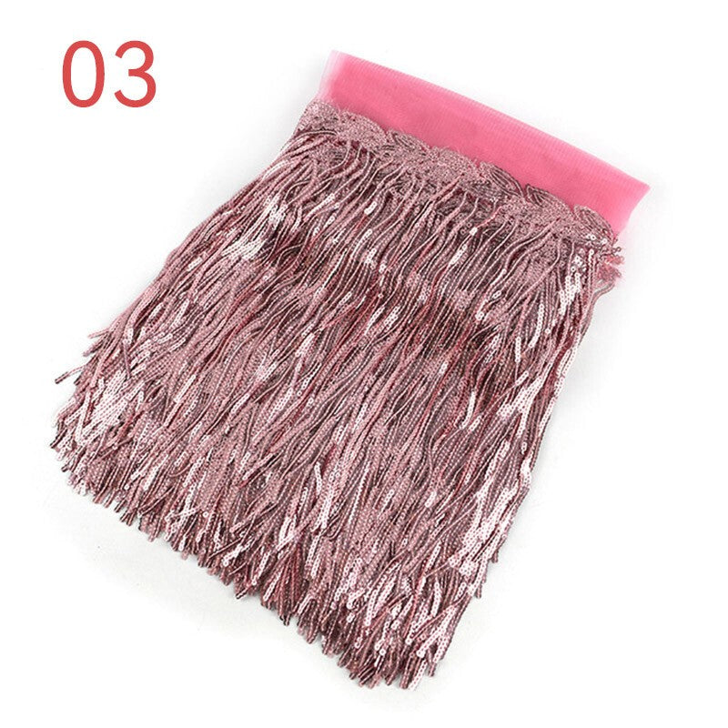 AU 10Y Sequin Fringe Trim Tassel Glitter Lace Fringes for Dance Clothes Dress