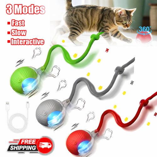 AU Interactive Dog & Cat Toy Rechargeable Rolling Ball with Fake Tail Pet Fun