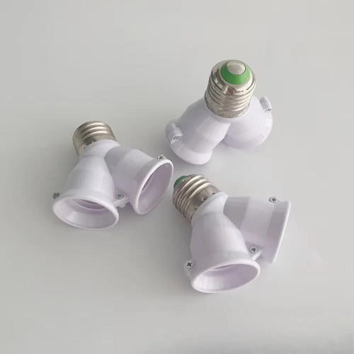 1pc 2-in-1 E27 LED Bulb Splitter Adapter Socket Base Light Lamp