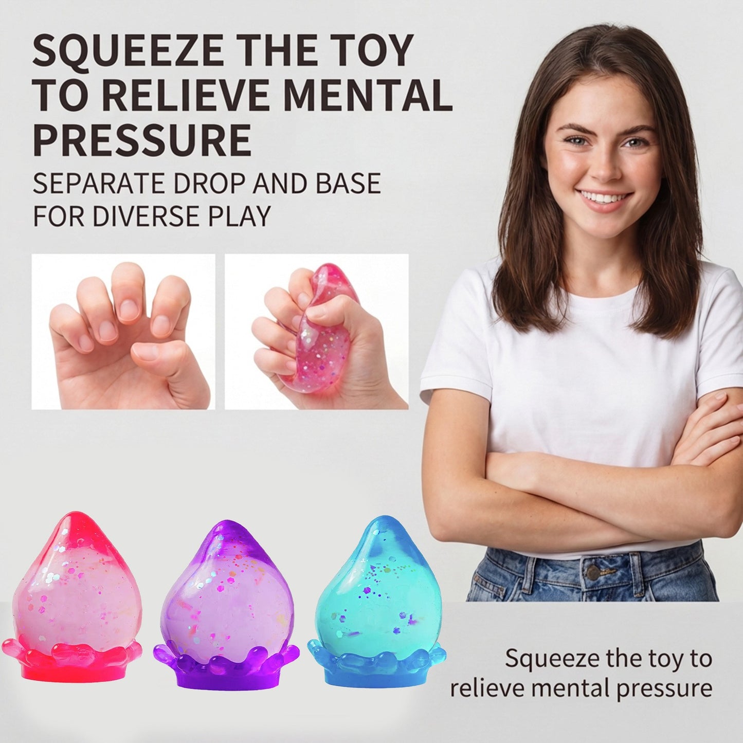 Dream Drop Fidget Solid Squish Toy Sensory Toys Teardrop Stress Squeeze Ball