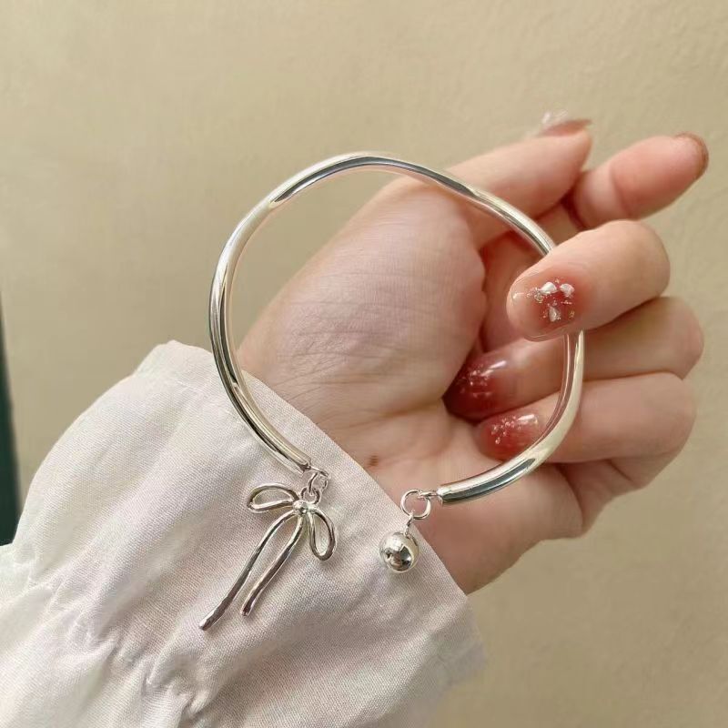 Bangle Bowknot Bell Bracelet Jewellery Korean Wrist Chain Women Silver Pack AU