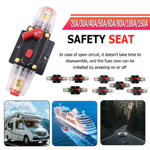 20-150AMP Circuit Breaker Dual Battery IP67 Waterproof Fuse Manual Reset 12V 24V