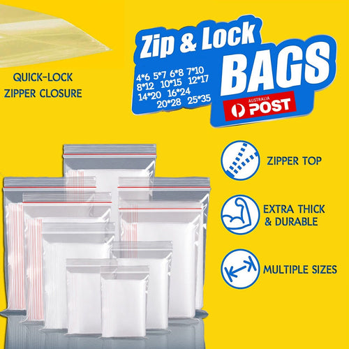 100-1000x 12 Sizes Zip Lock Plastic Bags Thick Resealable Ziplock WHOLESALE BULK