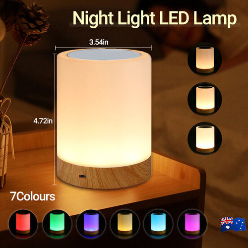 7 Colours RGB Touch Night Light LED Lamp Mood Dimmable Bedside USB Rechargeable